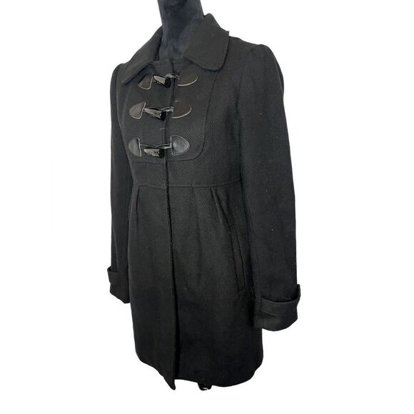 JACK WOMENS BLACK TOGGLE CLOSURE DRESS COAT WOMENS SIZE MEDIUM CLASSIC COAT - Picture 2 of 11